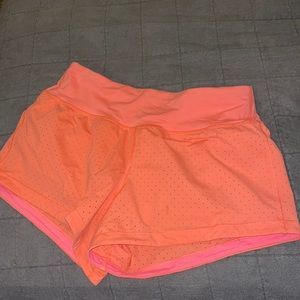 Neon peach lulu shorts